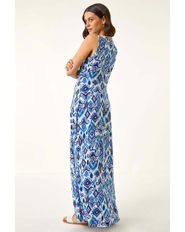 Roman Aztec Print Twist Front Maxi Dress