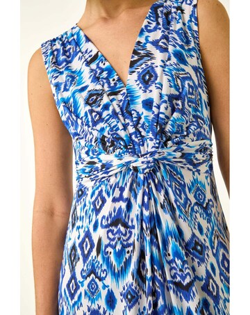 Roman Aztec Print Twist Front Maxi Dress