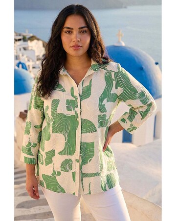 Roman Curve Textured Geometric Shirt