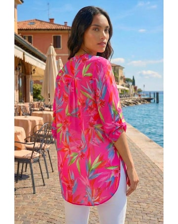 Roman Floral Print Longline Blouse