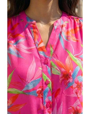 Roman Floral Print Longline Blouse