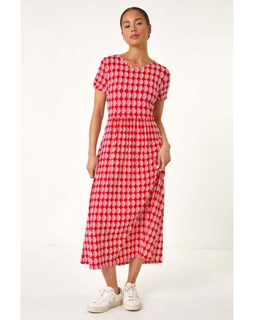Roman Petite Geometric Spot Midi Dress