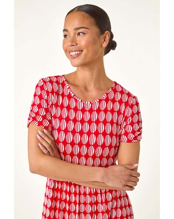 Roman Petite Geometric Spot Midi Dress
