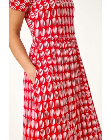 Roman Petite Geometric Spot Midi Dress