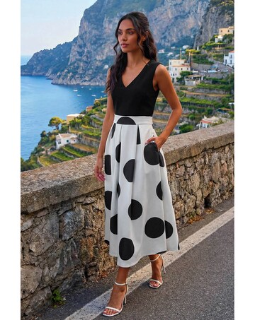 Roman Polka Dot Premium Stretch Dress