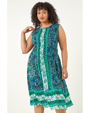 Roman Curve Paisley Print Midi Dress