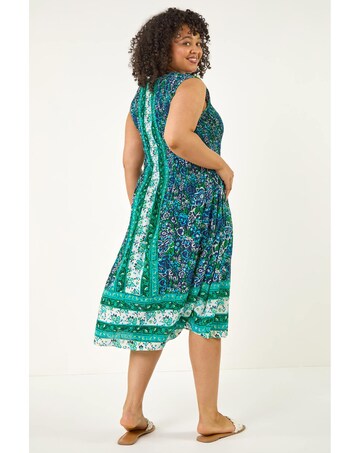 Roman Curve Paisley Print Midi Dress