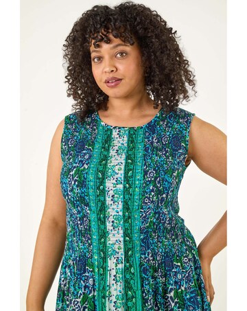 Roman Curve Paisley Print Midi Dress