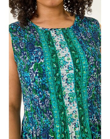 Roman Curve Paisley Print Midi Dress