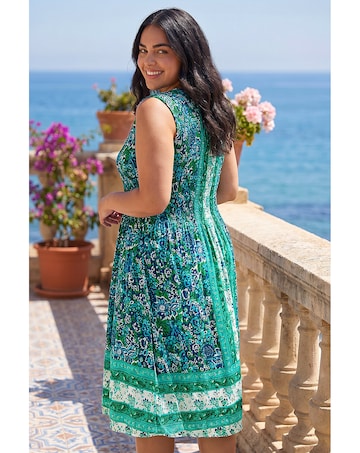 Roman Curve Paisley Print Midi Dress