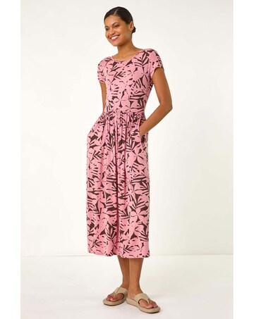 Roman Floral Print Stretch Midi Dress