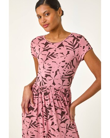 Roman Floral Print Stretch Midi Dress