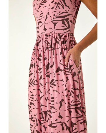 Roman Floral Print Stretch Midi Dress