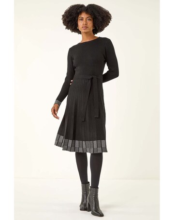 Roman Stretch Knit Border Print Dress