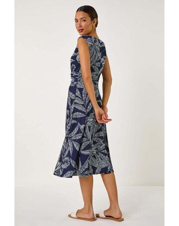 Roman Leaf Twist Front Stretch Dress