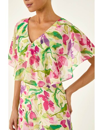 Roman Petite Floral Cape Midi Dress