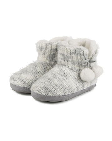 totes Ladies Space Dye Knitted Boot Slippers