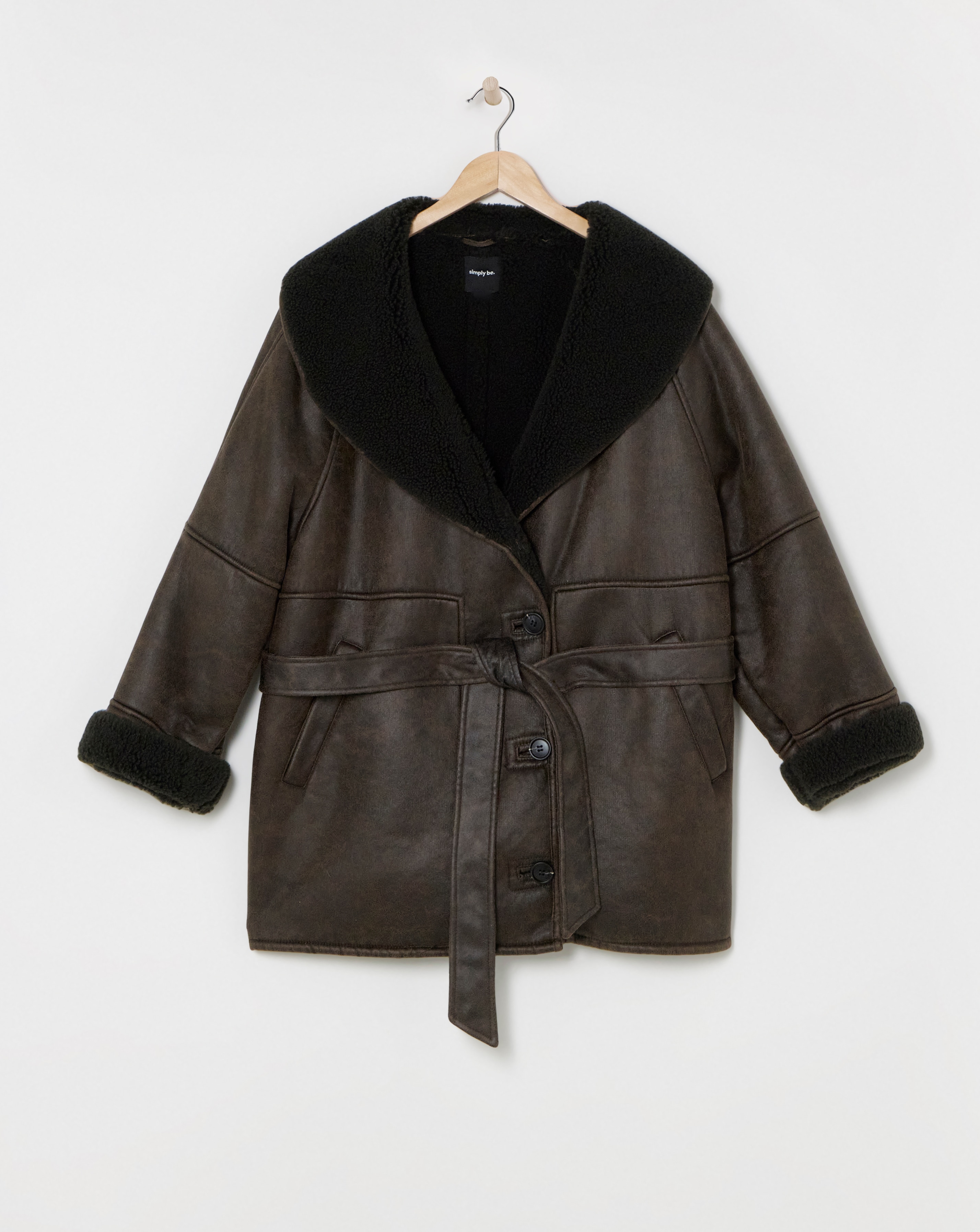 Dark Brown Shawl Collar Aviator