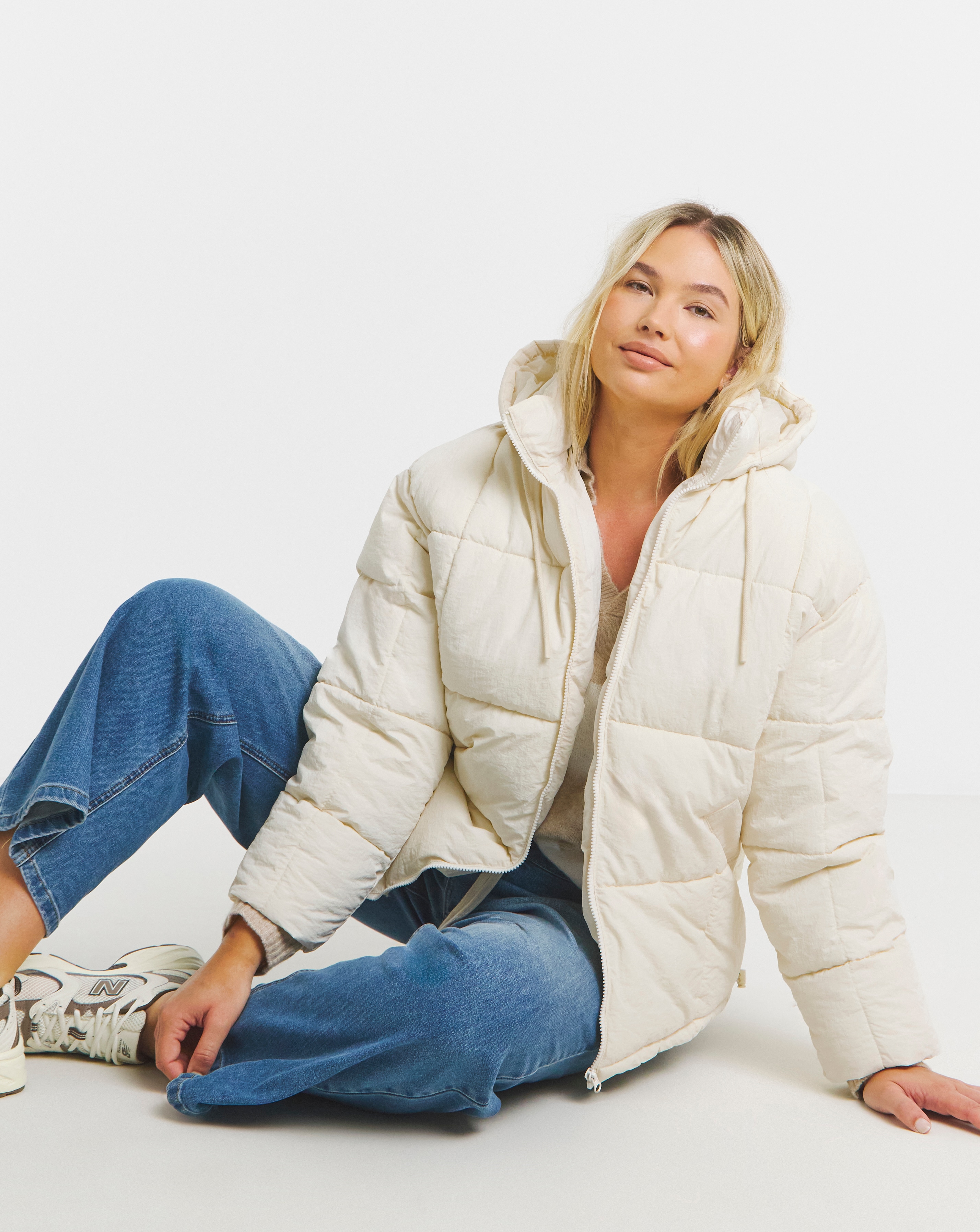 Off White Square Padded Short Coat