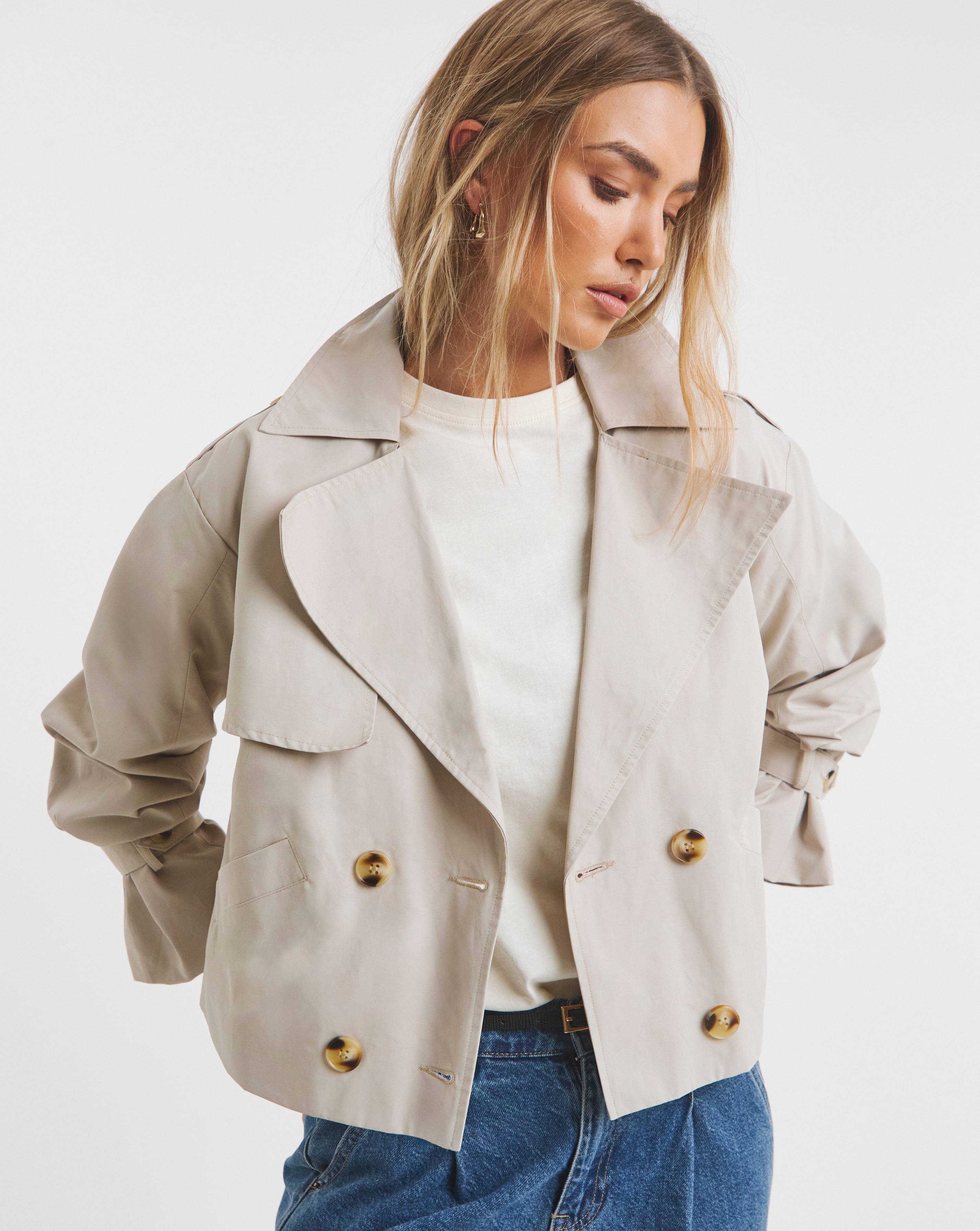 Simply Be Stone Cropped Trench