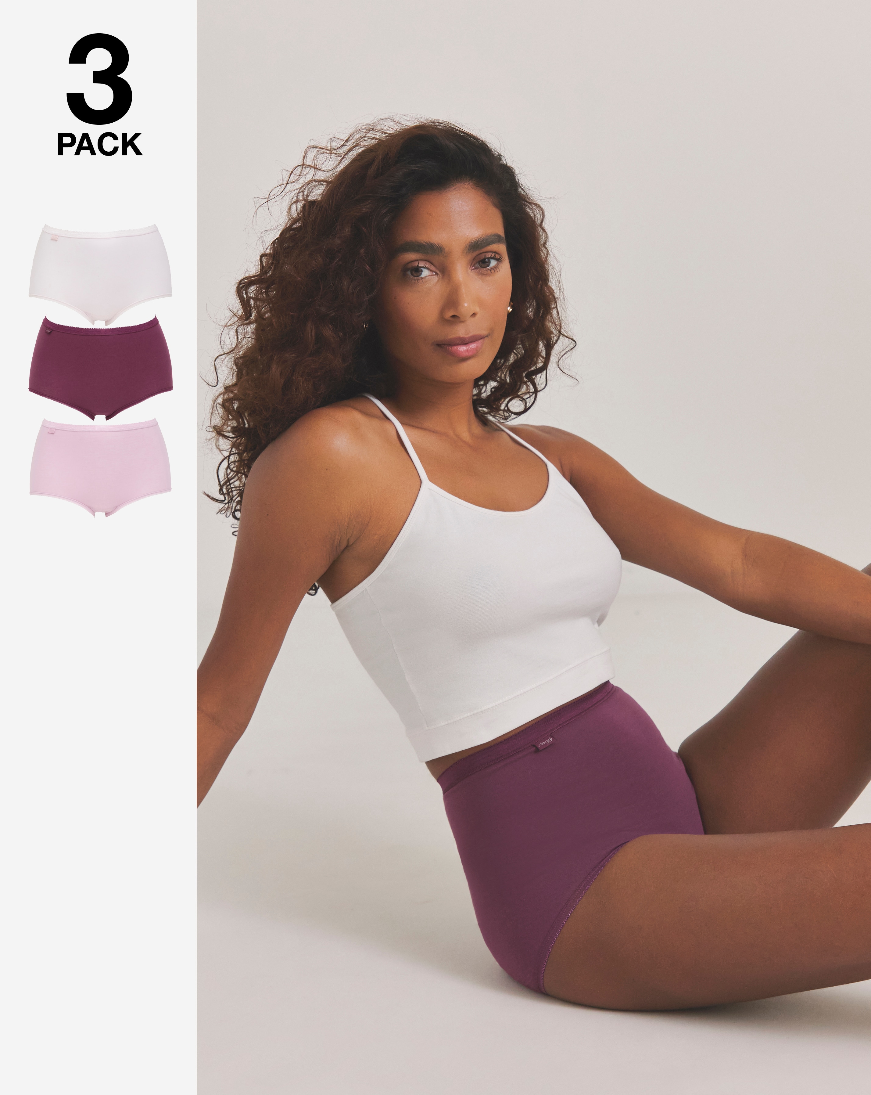 Sloggi 3Pk Basic Maxi Briefs Plum Multi