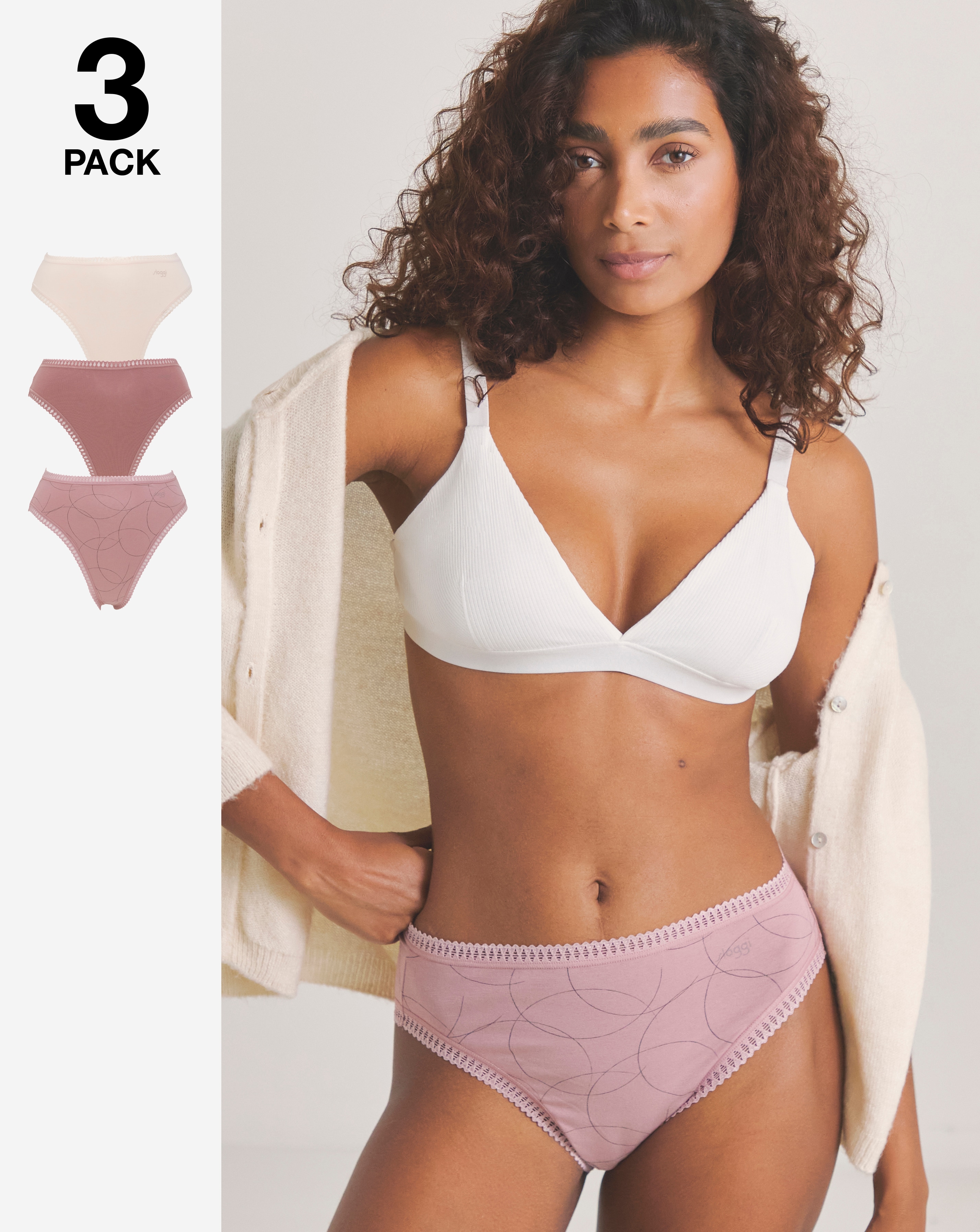 Sloggi 3Pk GoCrush Tai Knicker Pink Mix