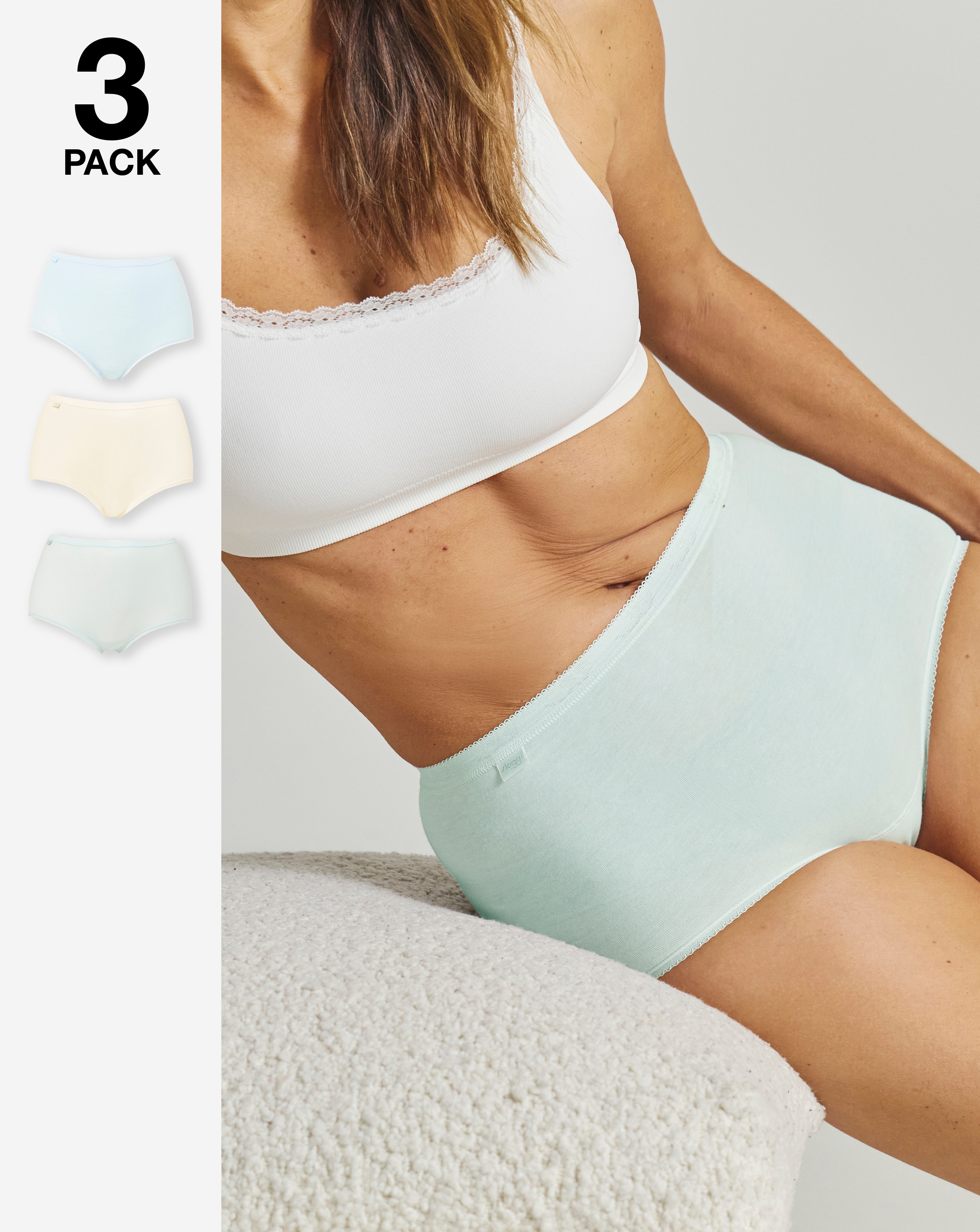 Sloggi 3Pk Basic Maxi Briefs Mint Multi