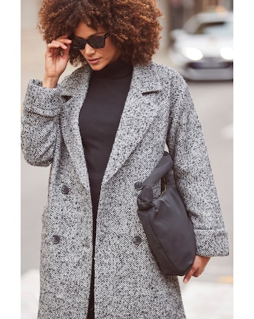 Sosandar Herringbone Mixed Wool Coat