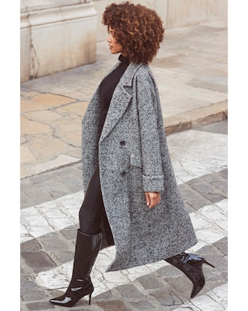 Sosandar Herringbone Mixed Wool Coat