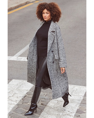 Sosandar Herringbone Mixed Wool Coat