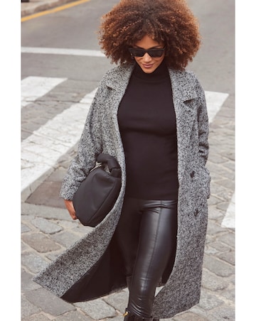 Sosandar Herringbone Mixed Wool Coat