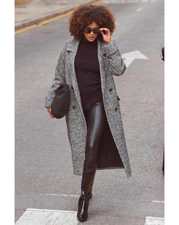 Sosandar Herringbone Mixed Wool Coat