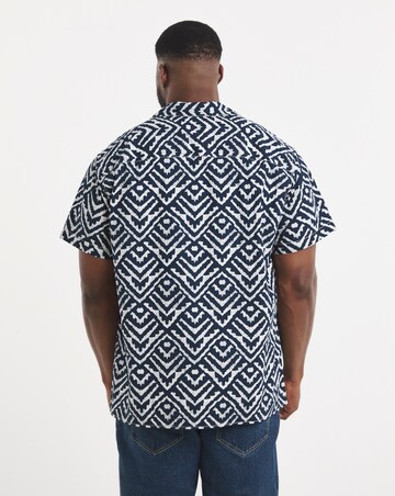 Jack & Jones Milo Textured Resort Shirt - Navy/White