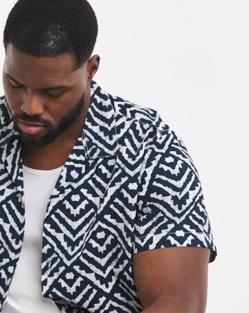 Jack & Jones Milo Textured Resort Shirt - Navy/White