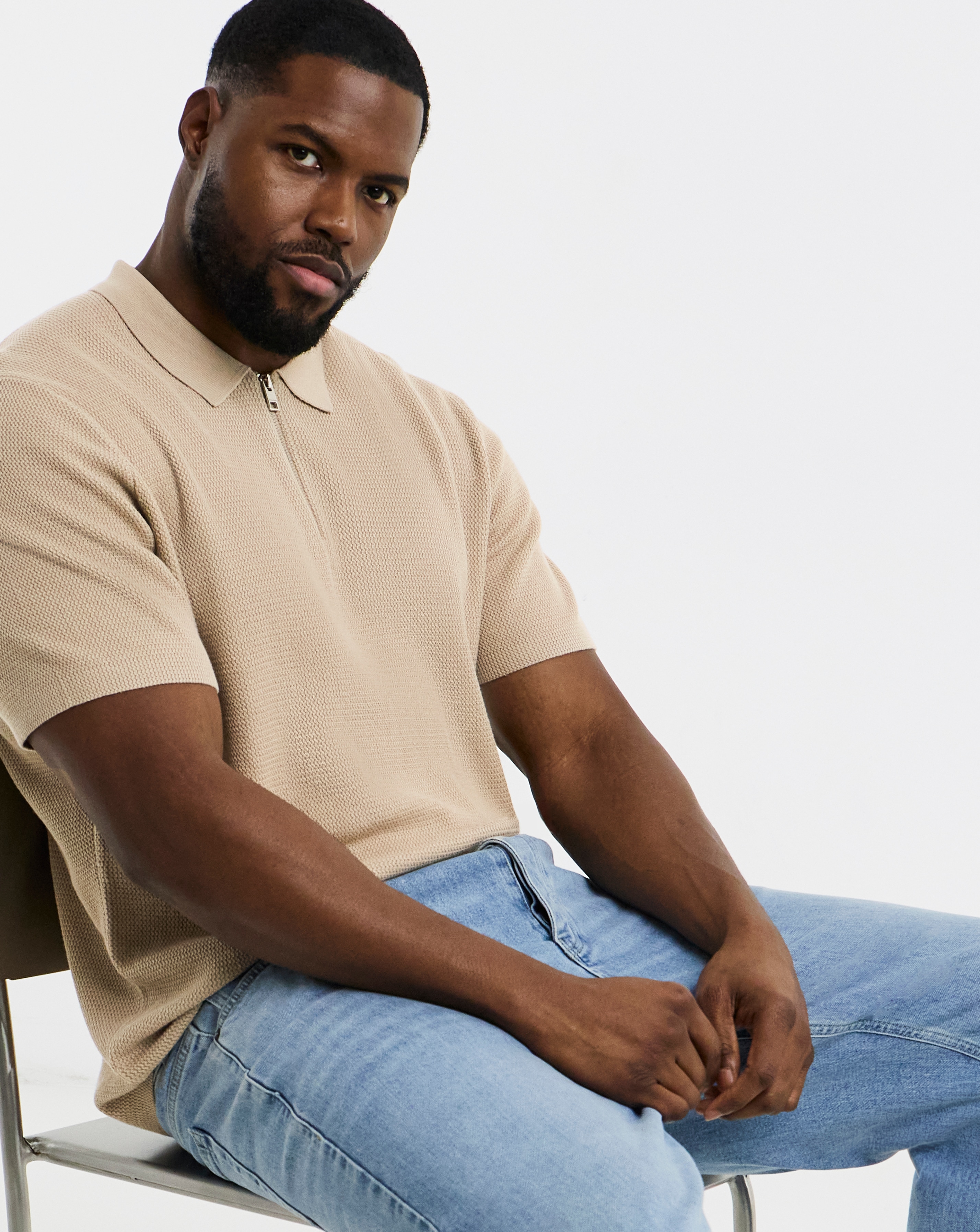 New In - Jack & Jones Max Knitted Zip Polo