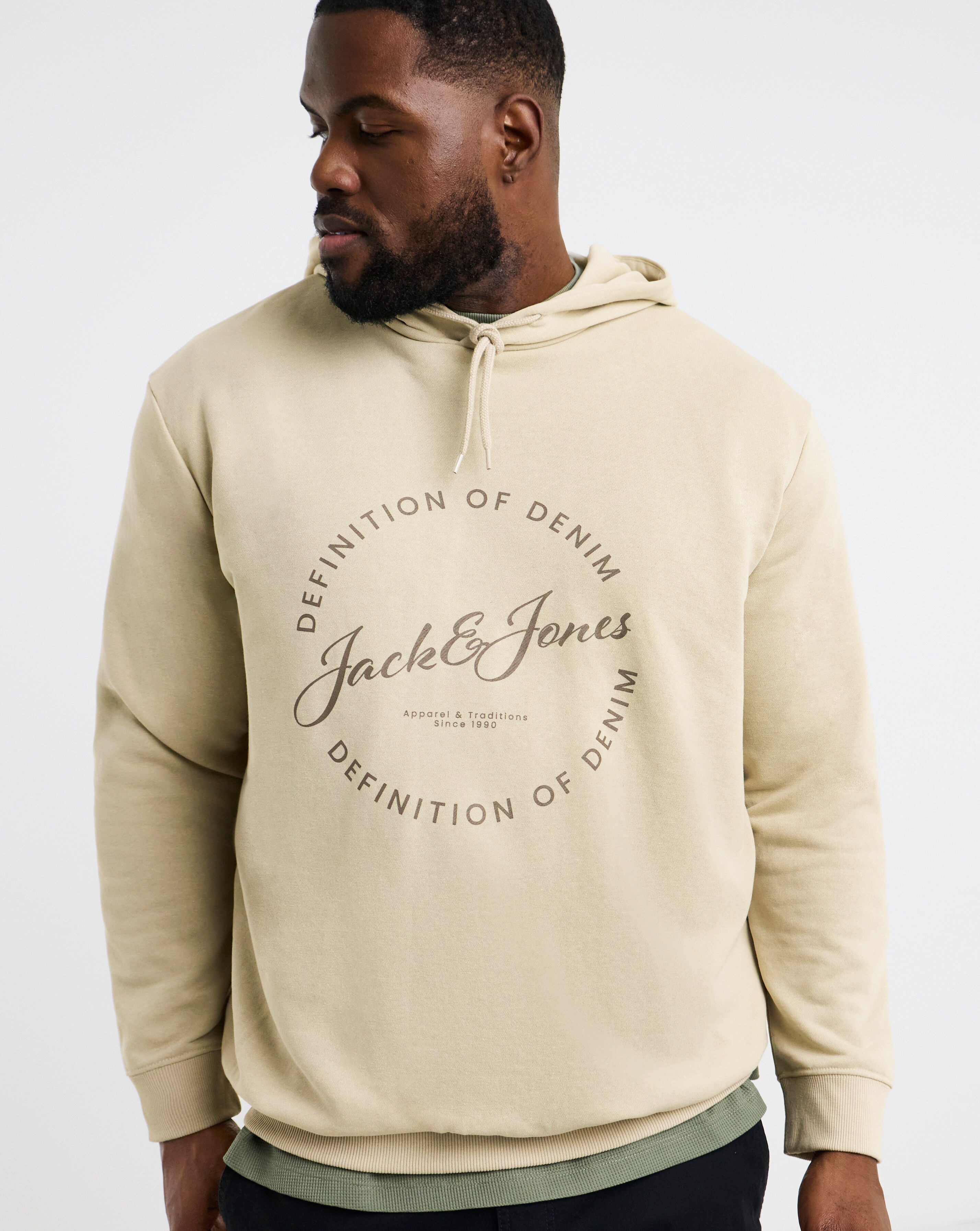 New In - Jack & Jones Grayson Logo Hoodie - Cream