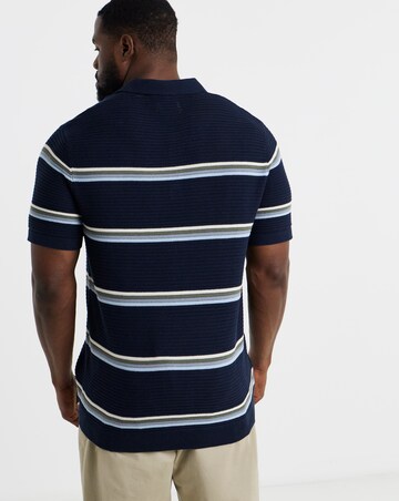 Jack & Jones Maine Knitted Stripe Polo - Navy