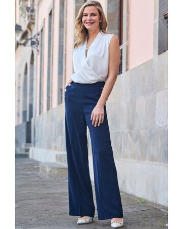 Sosandar Button Detail Wide Leg Trouser