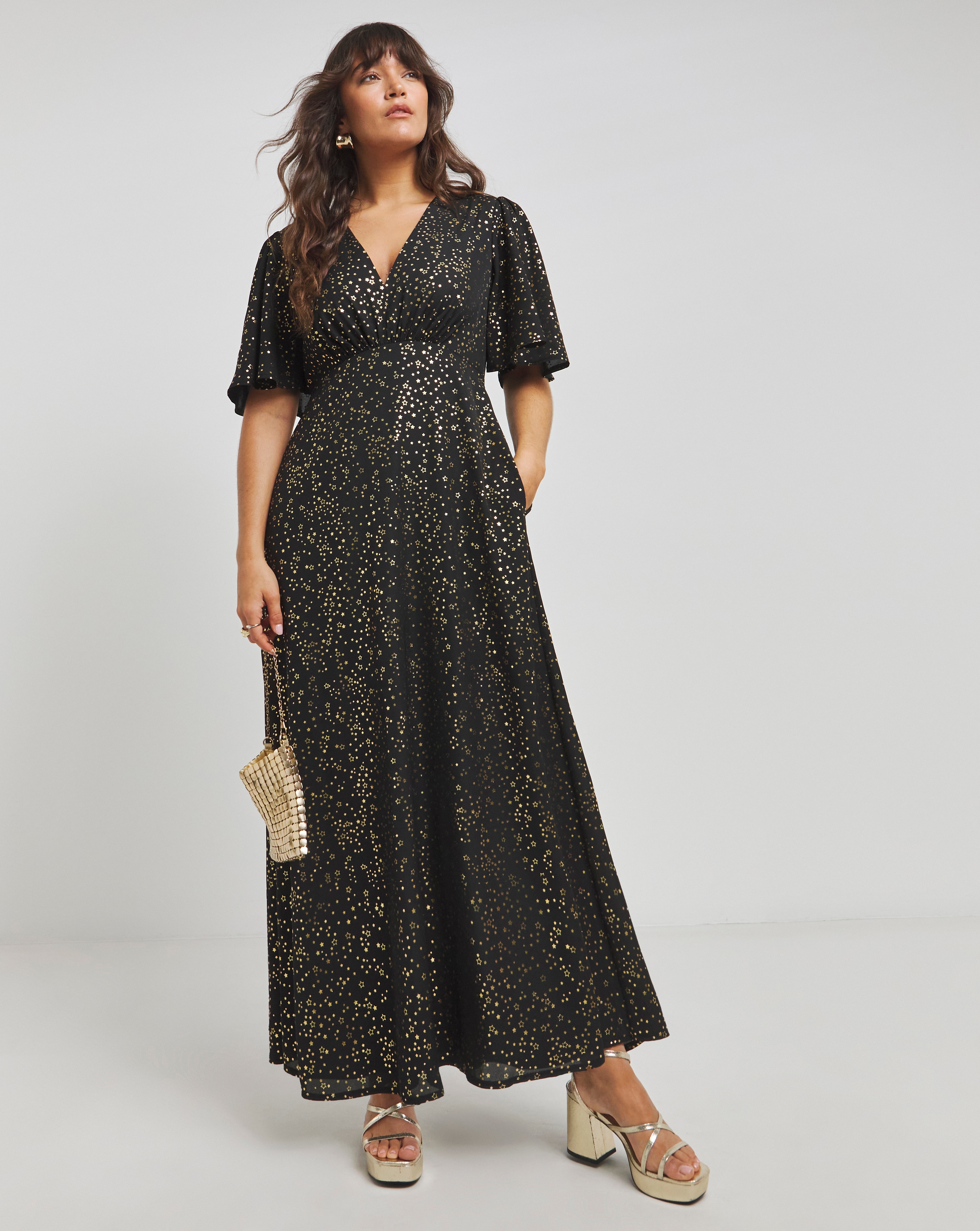 Twisted Wunder Maxi Foil Printed Dress