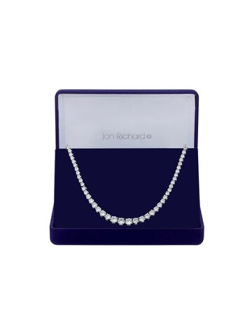 Jon Richard Rhodium Plated Cubic Zirconia Graduated Tennis Necklace - Gift Boxed