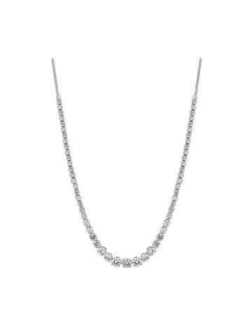 Jon Richard Rhodium Plated Cubic Zirconia Graduated Tennis Necklace - Gift Boxed