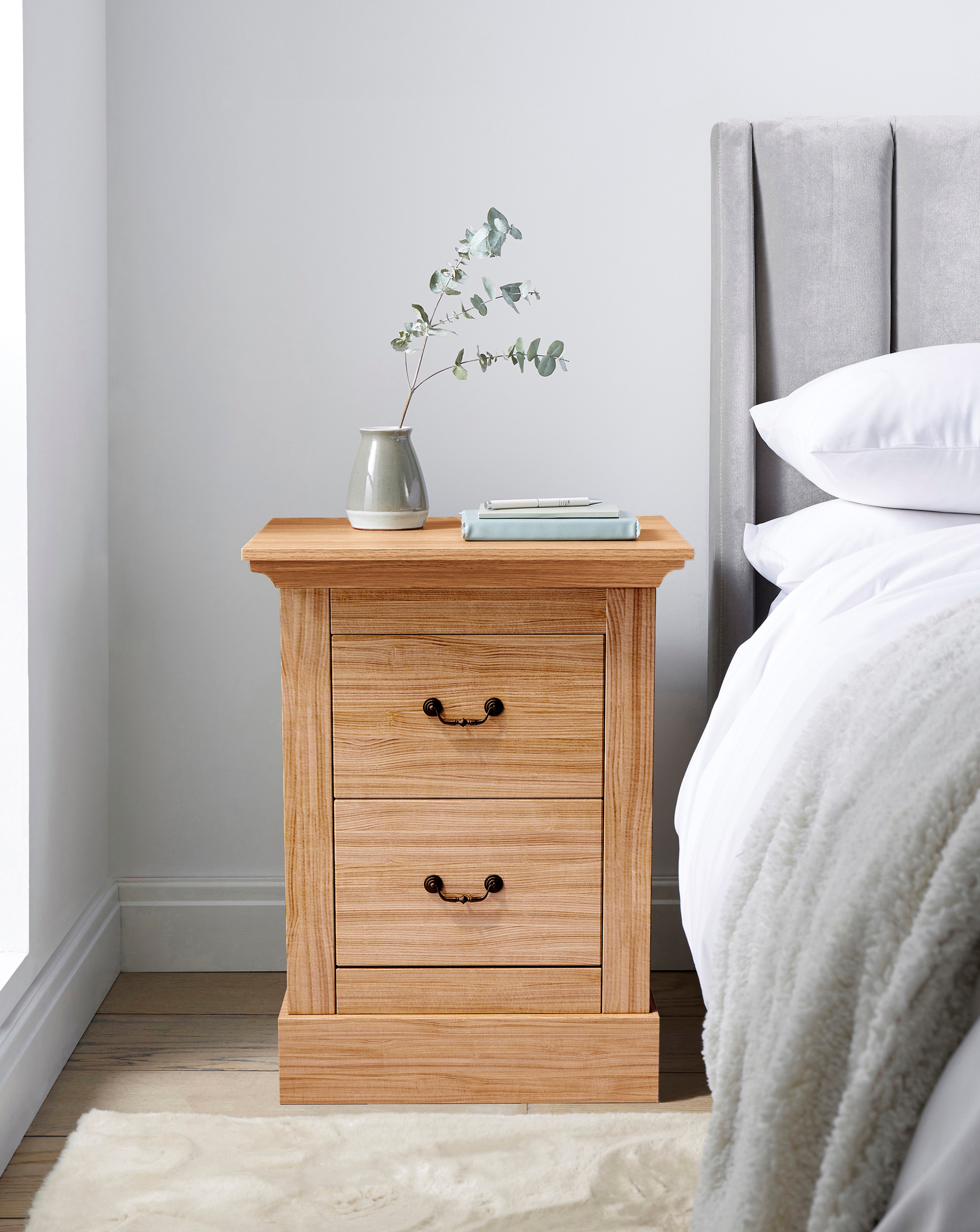 Julipa Ashford 2 Drawer Bedside Table