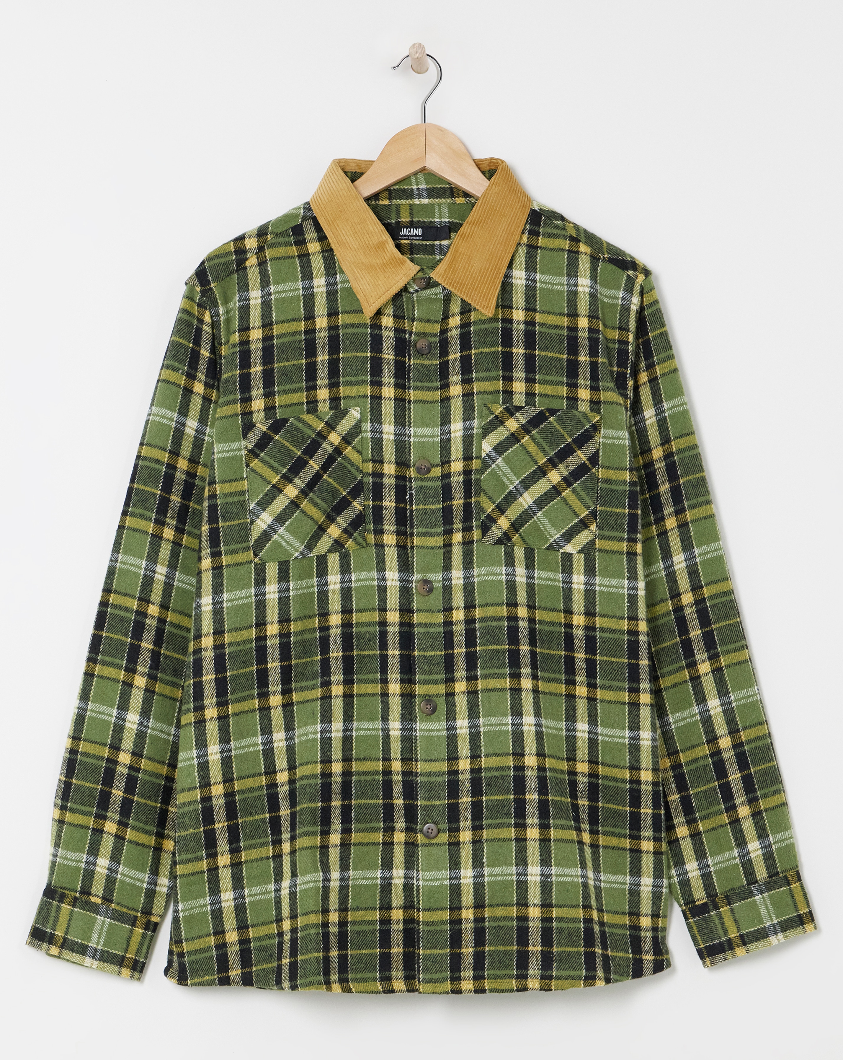 Cord Collar Check Overshirt