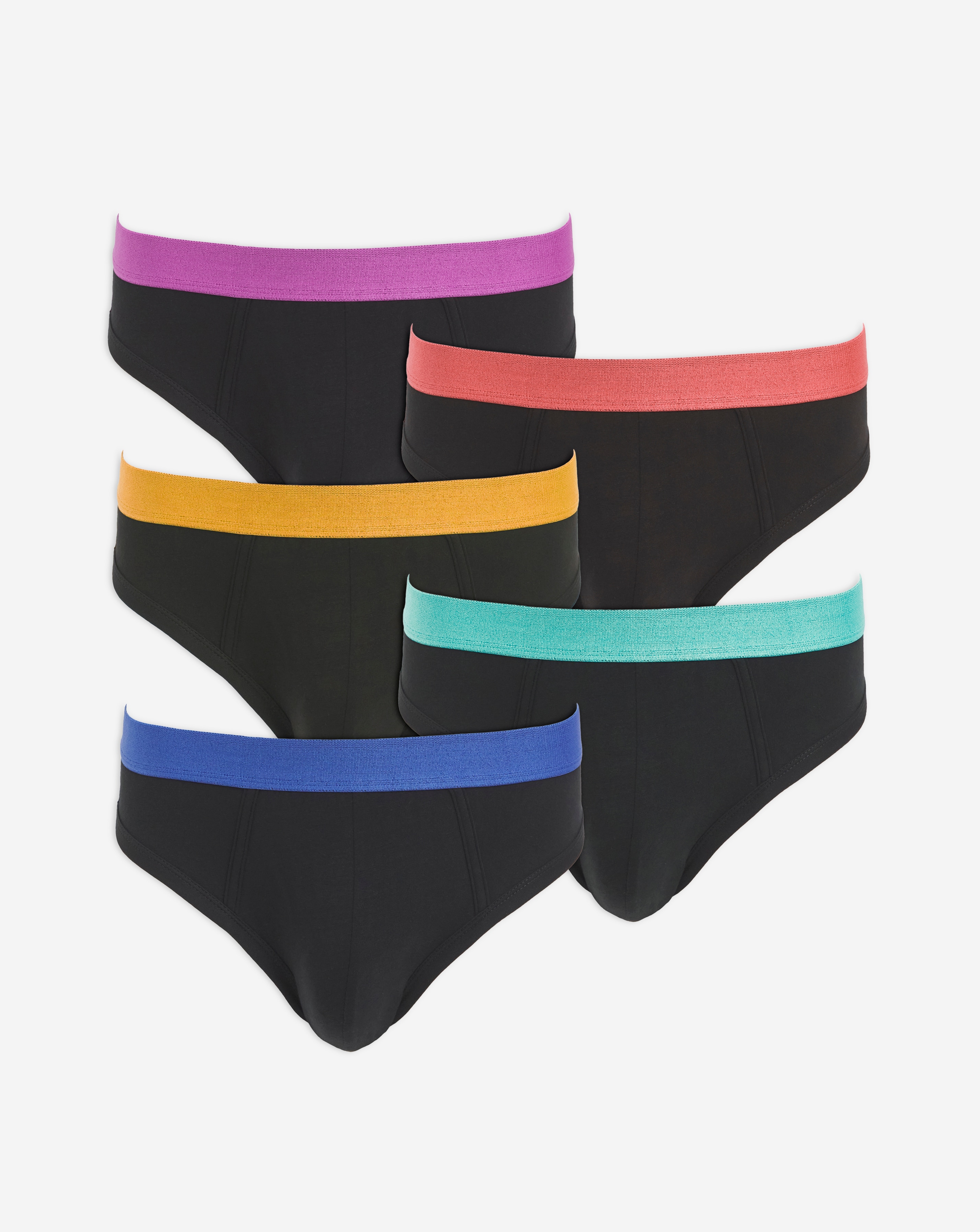 5 Pack Contrast Waistband Briefs