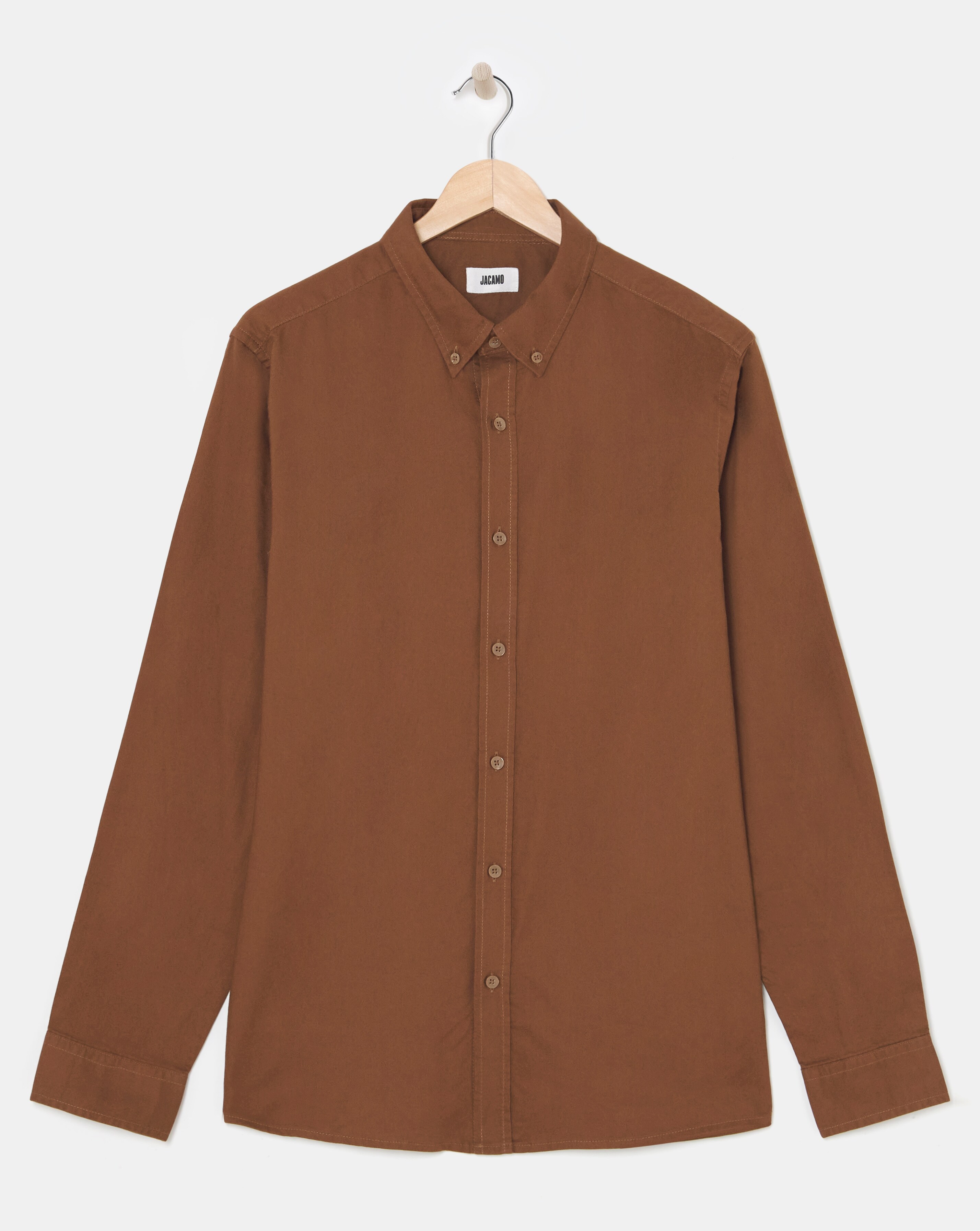 Long Sleeve Brown Oxford Shirt Regular