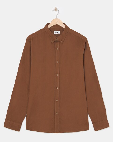 Long Sleeve Brown Oxford Shirt Regular