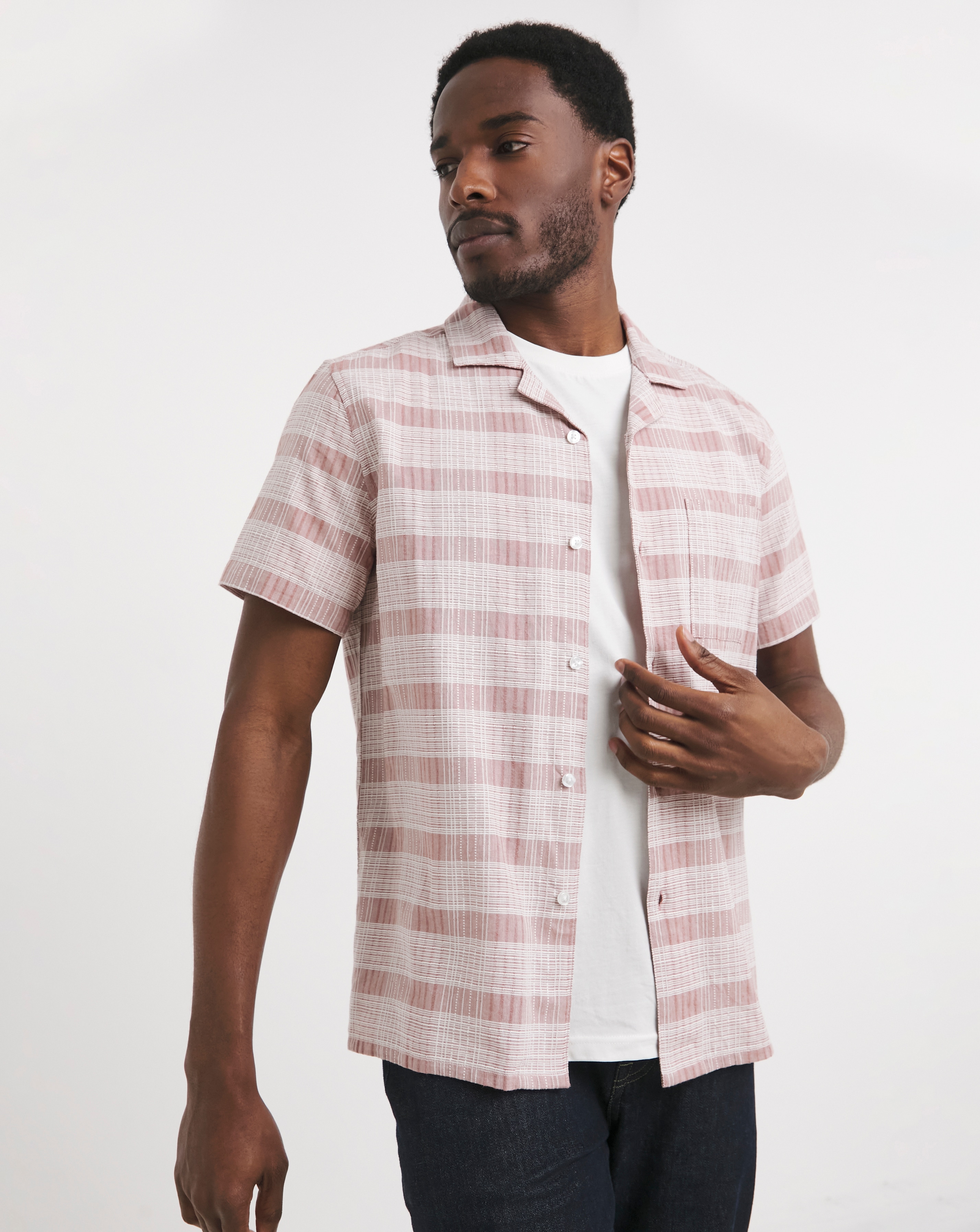 Short Sleeve Textured Check Shirt