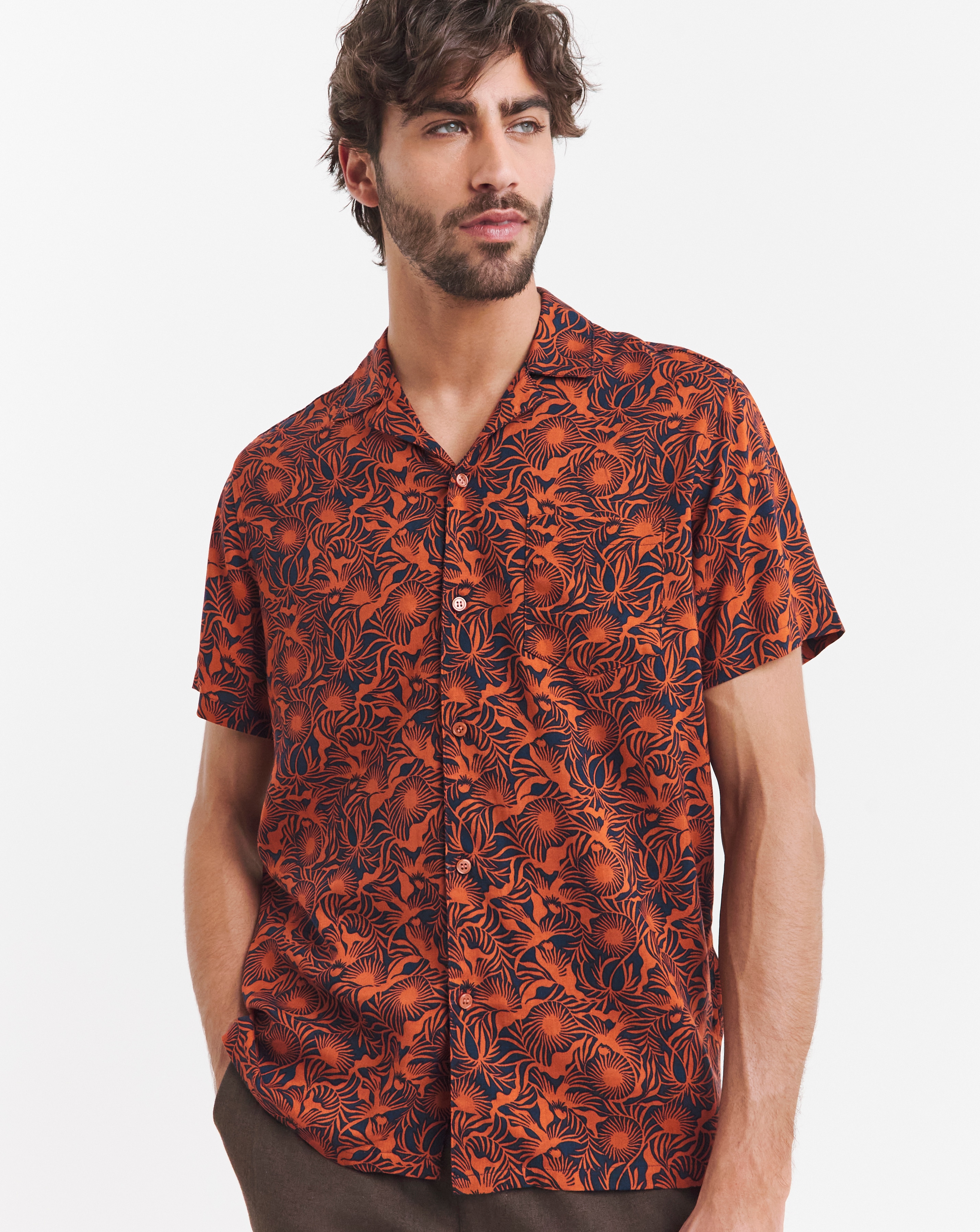 Short Sleeve Viscose Print Shirt