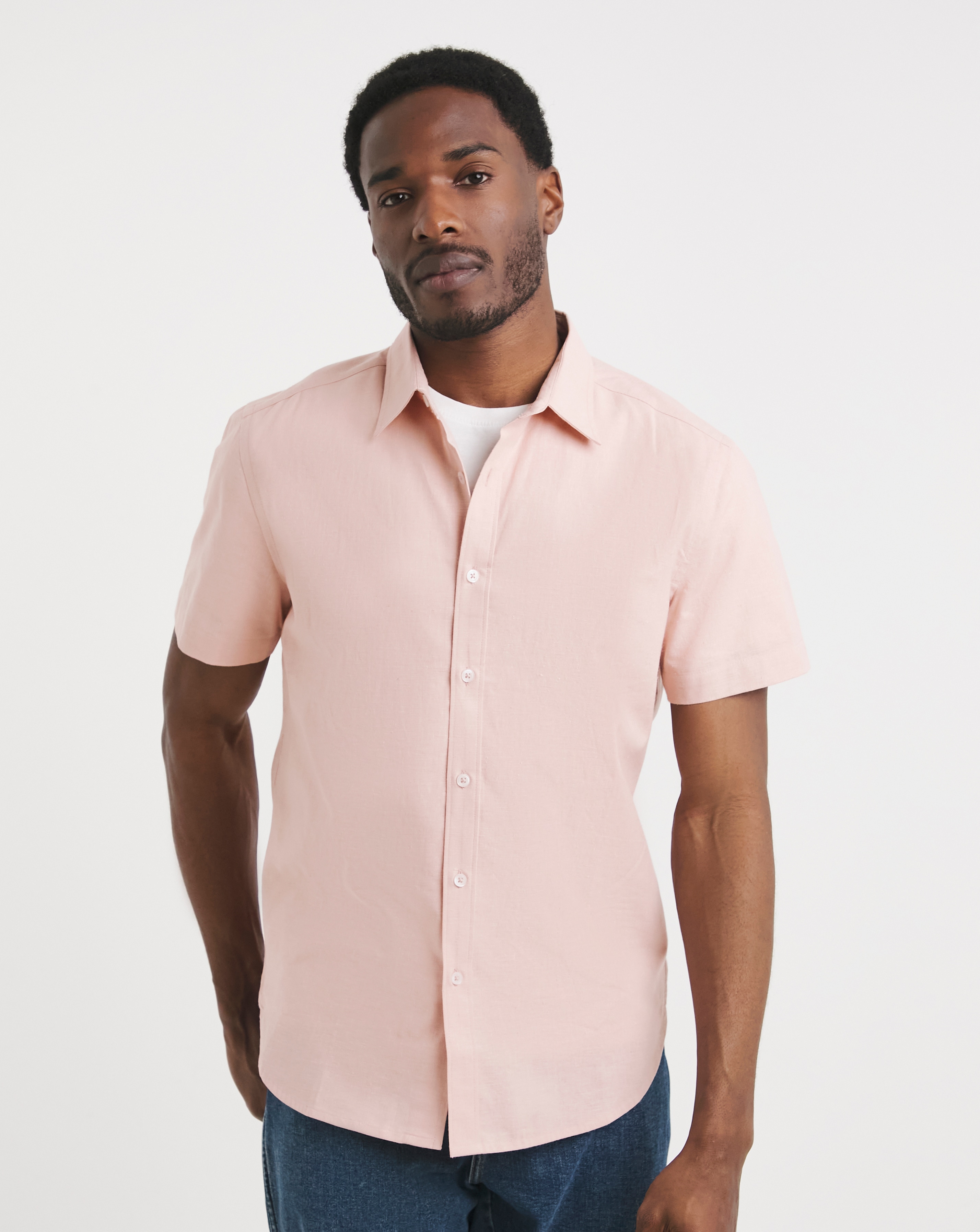 Short Sleeve Linen Blend Shirt