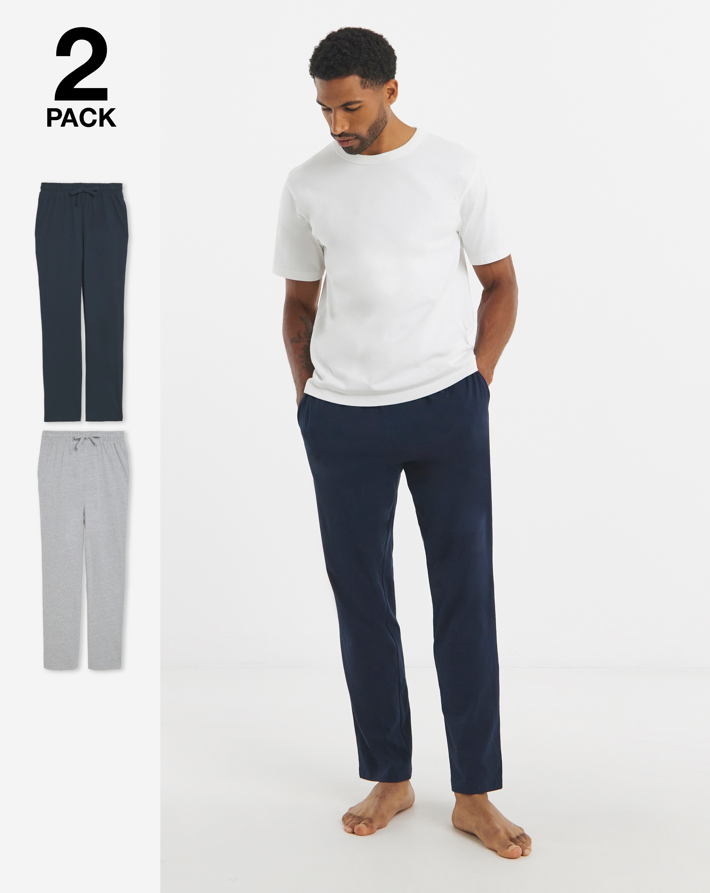 New In - 2 Pack Open Hem Lounge Joggers- Grey/Nav